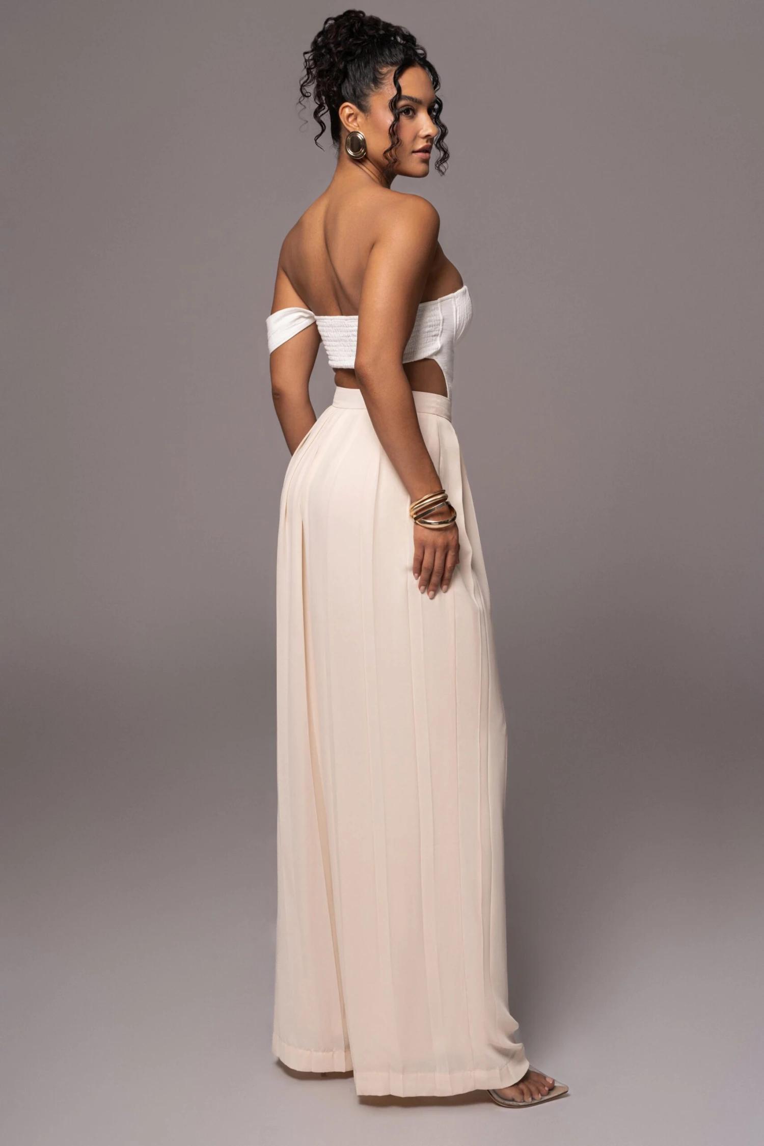 Ivory Josette Wide-Leg Pleated Pants - Image 8