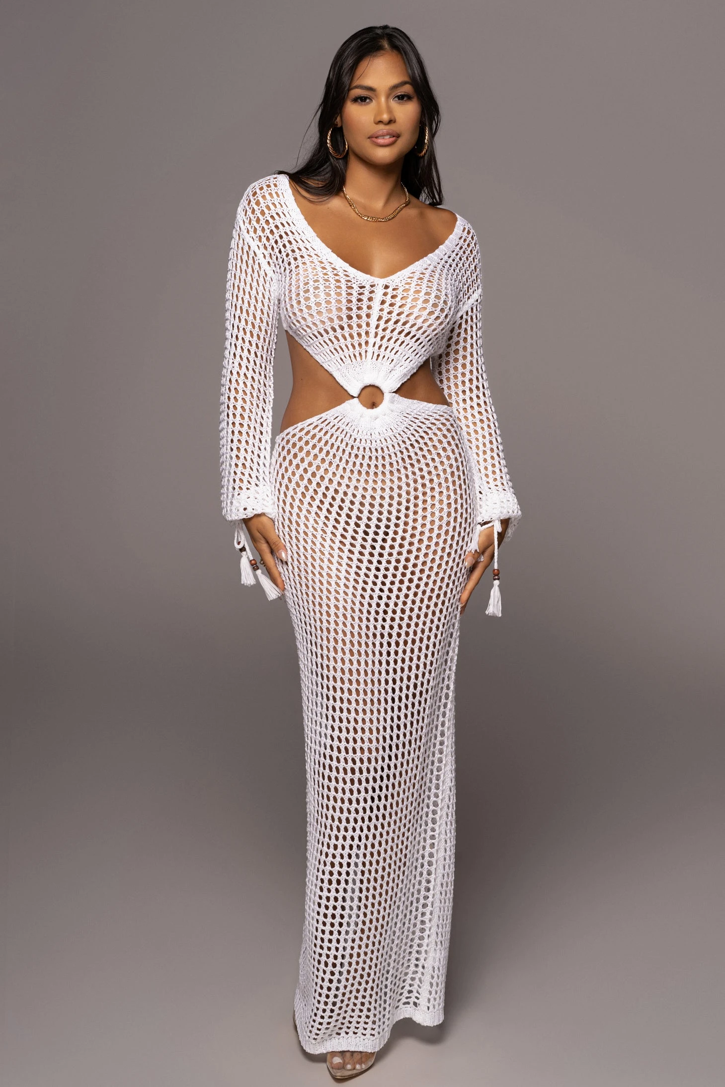 White Summer Daze Crochet Maxi Dress - Image 3