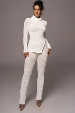 White Better Together Ribbed Pants