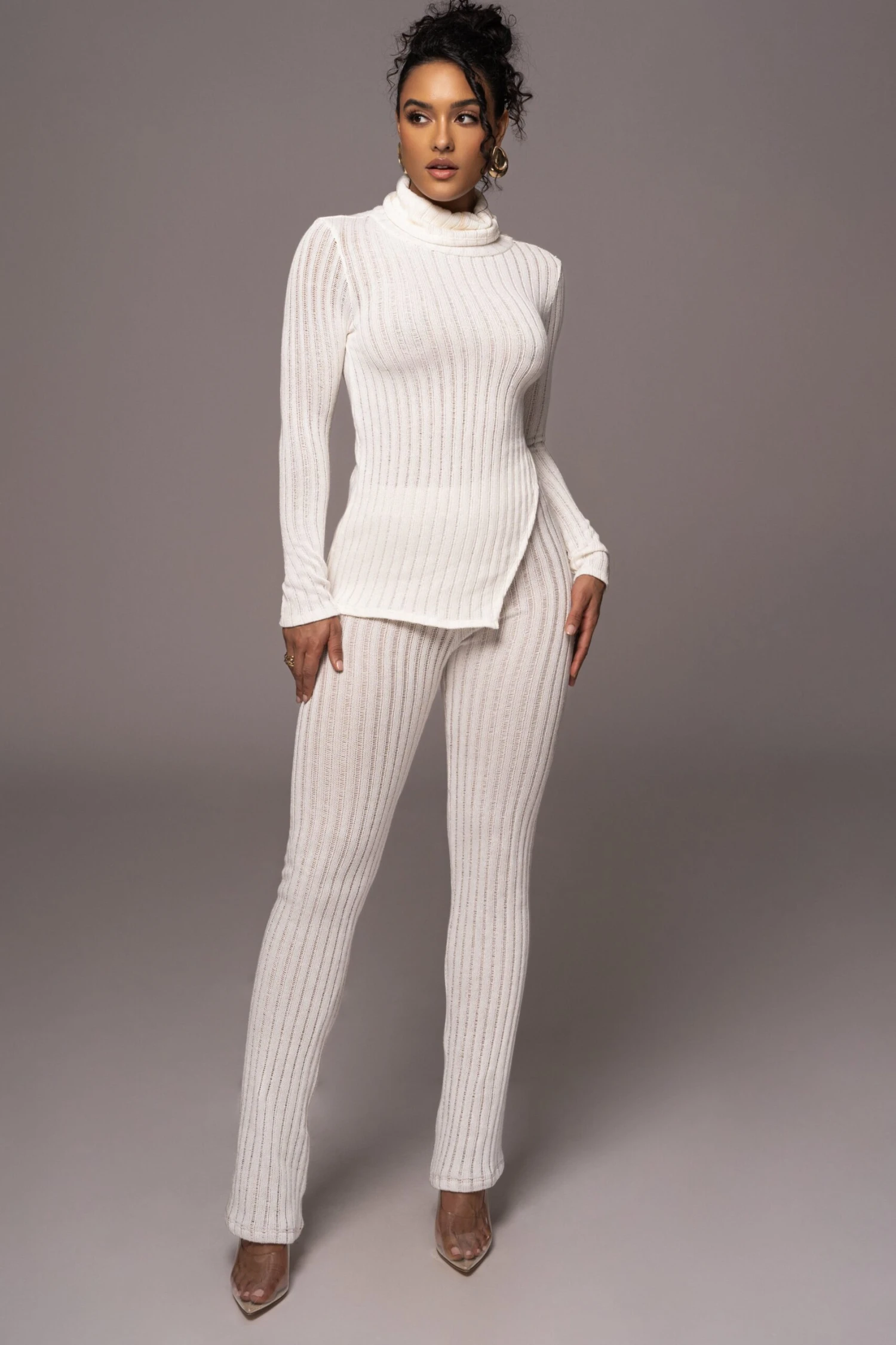 White Better Together Ribbed Pants