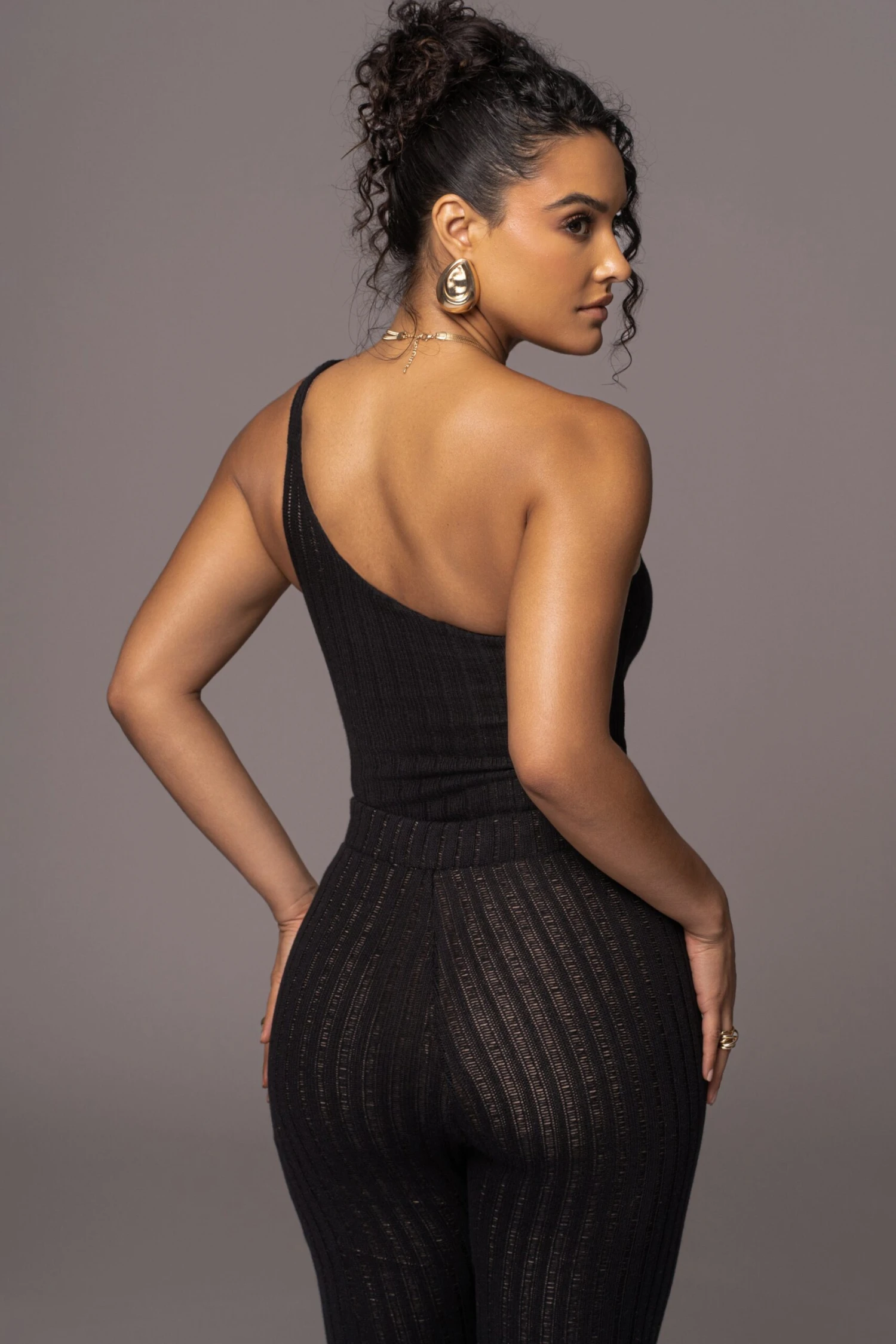 Black Malibu Nights One Shoulder Bodysuit - Image 8