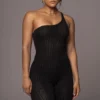 Black Malibu Nights One Shoulder Bodysuit