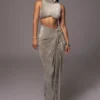 Grey Chosen One Velvet Skirt Set
