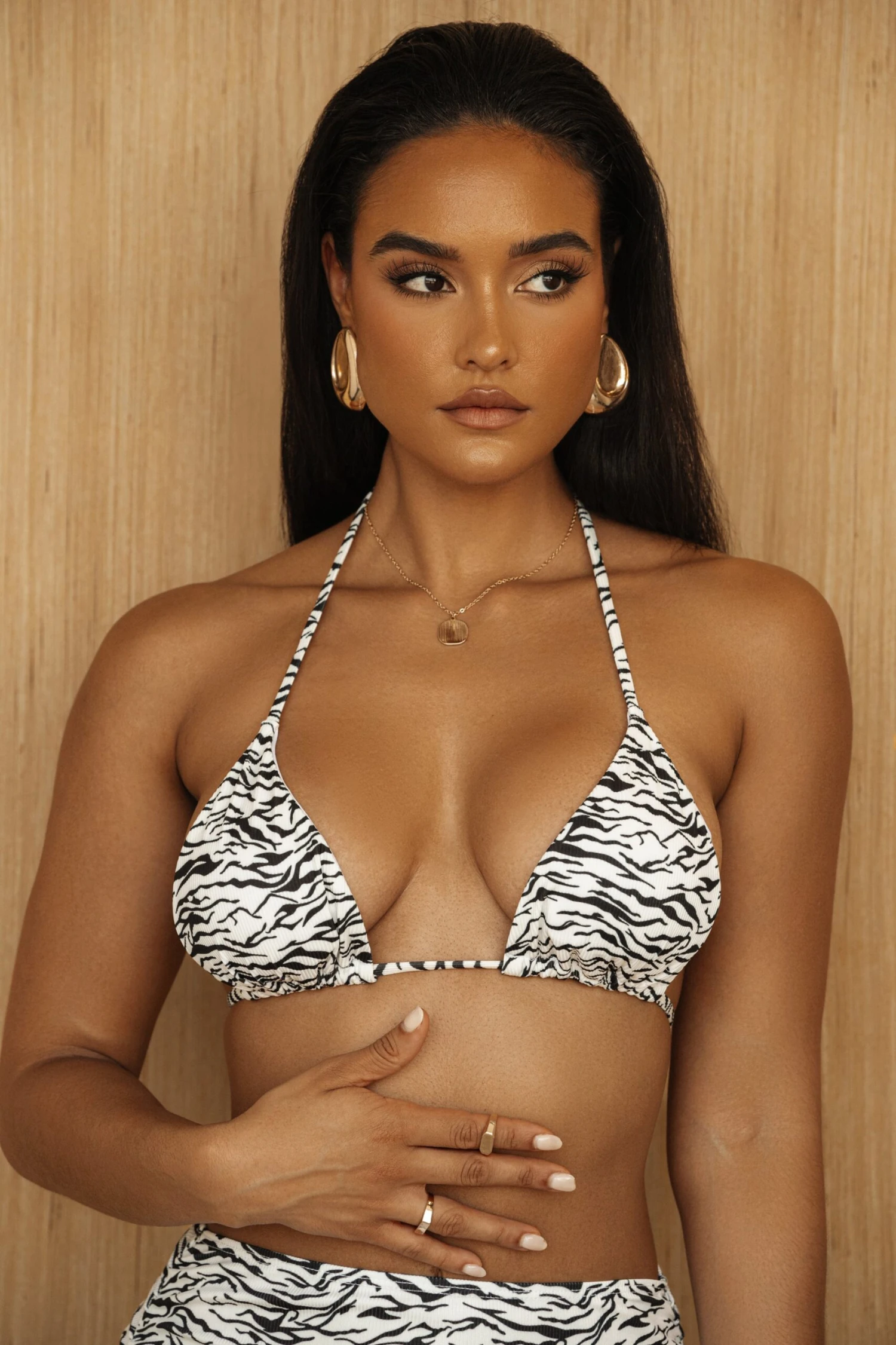Black Arie Zebra Print 3-Piece Bikini Set - Image 4