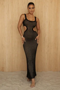 Black Melrose Cutout Midi Dress