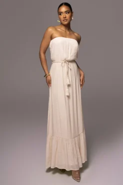 Beige Del Sol Linen Maxi Dress