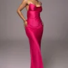 Pink Come Find Me Satin Maxi Dress