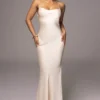 White Alessia Satin Maxi Dress