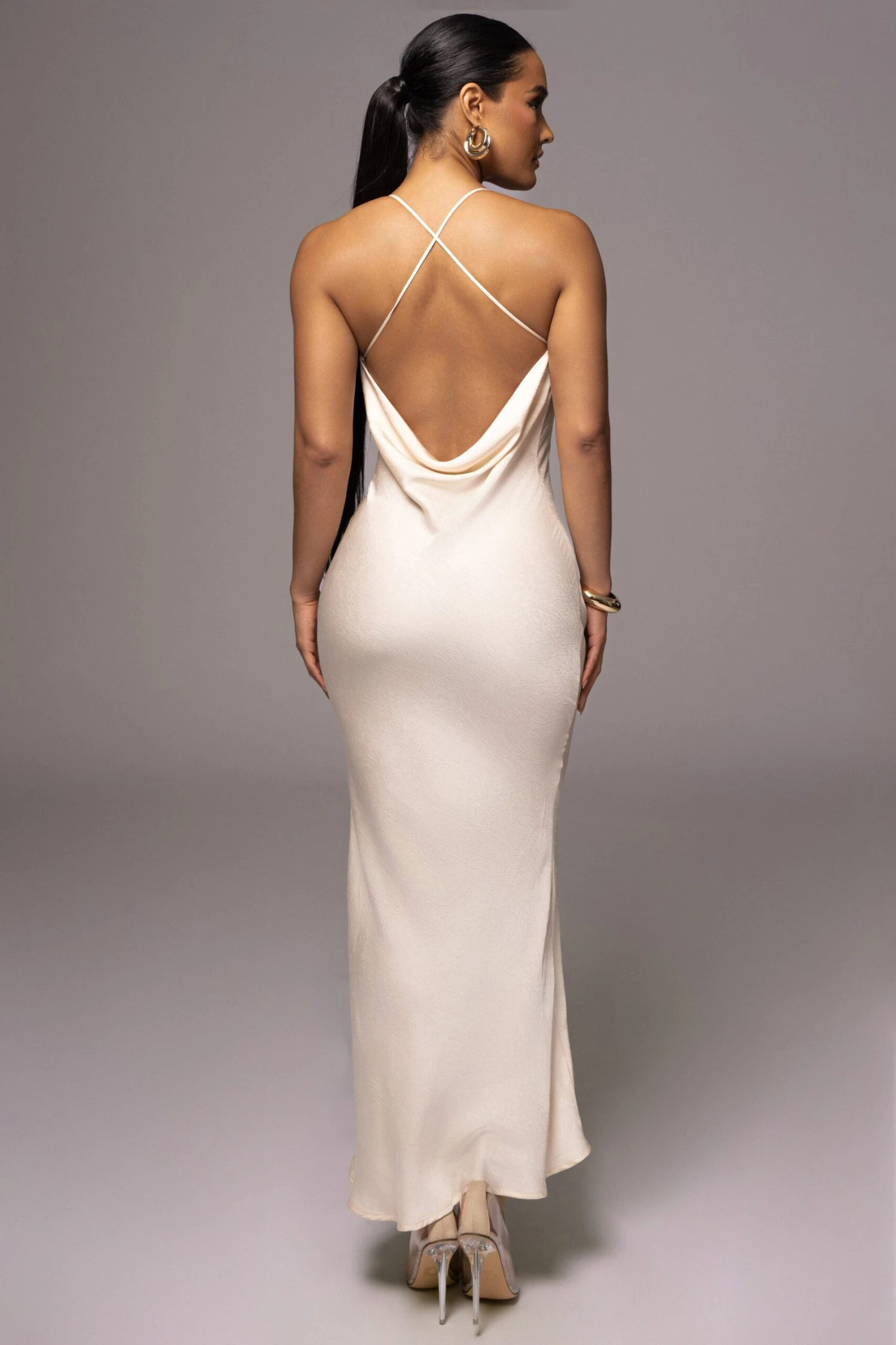 White Alessia Satin Maxi Dress - Image 8