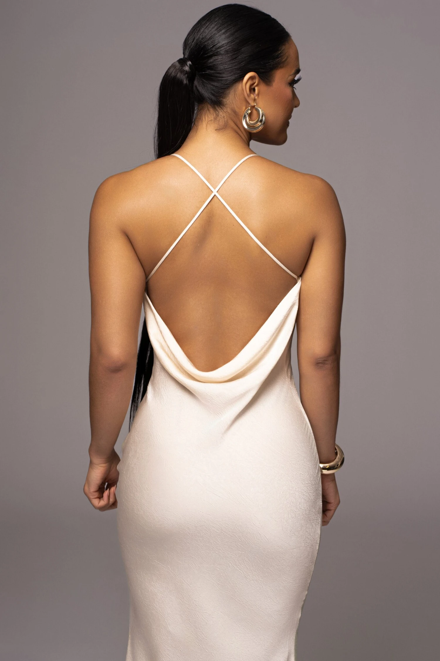 White Alessia Satin Maxi Dress - Image 7