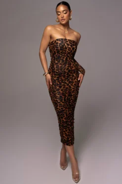 Leopard Into The Wild Shoulder Dress