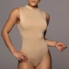 Jluxbasix Tan Ciela High Neck Bodysuit