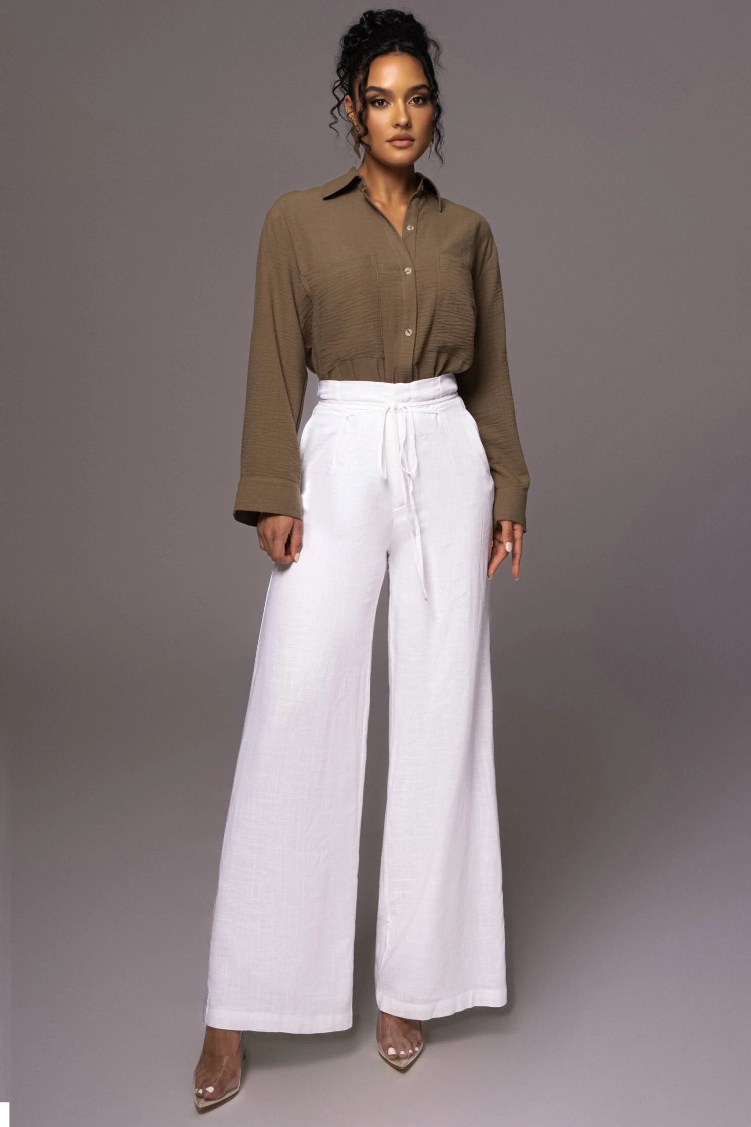 Olive By The Coast Crinkled Button Up - Image 4