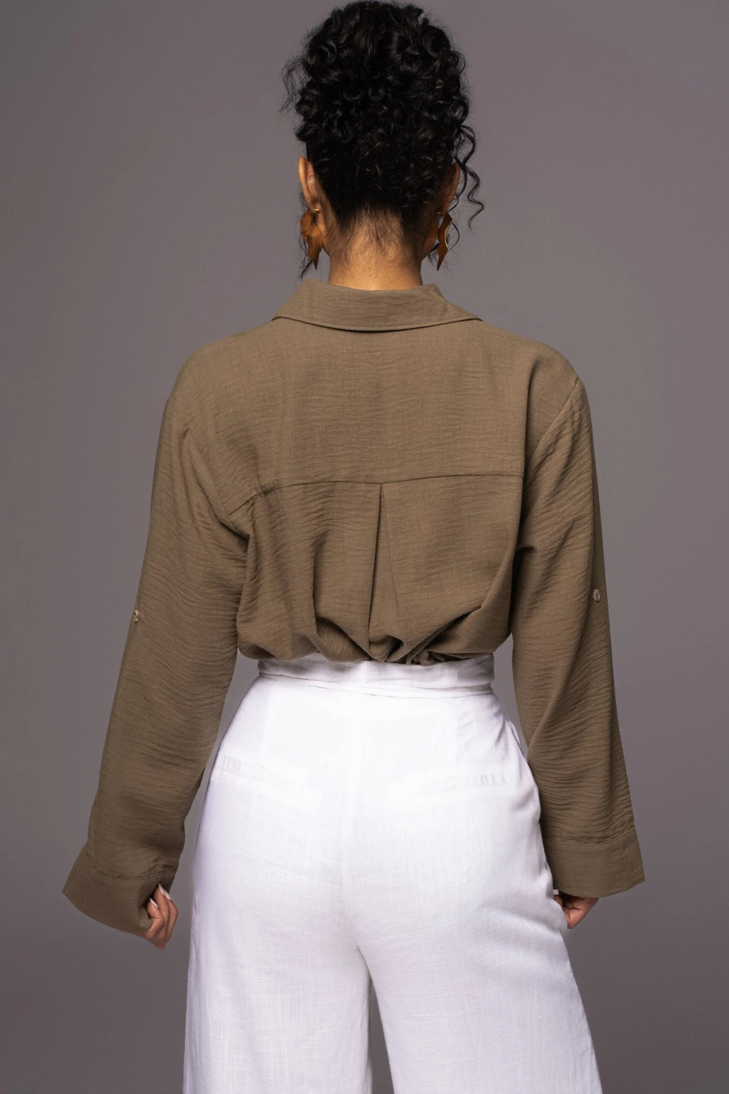 Olive By The Coast Crinkled Button Up - Image 9