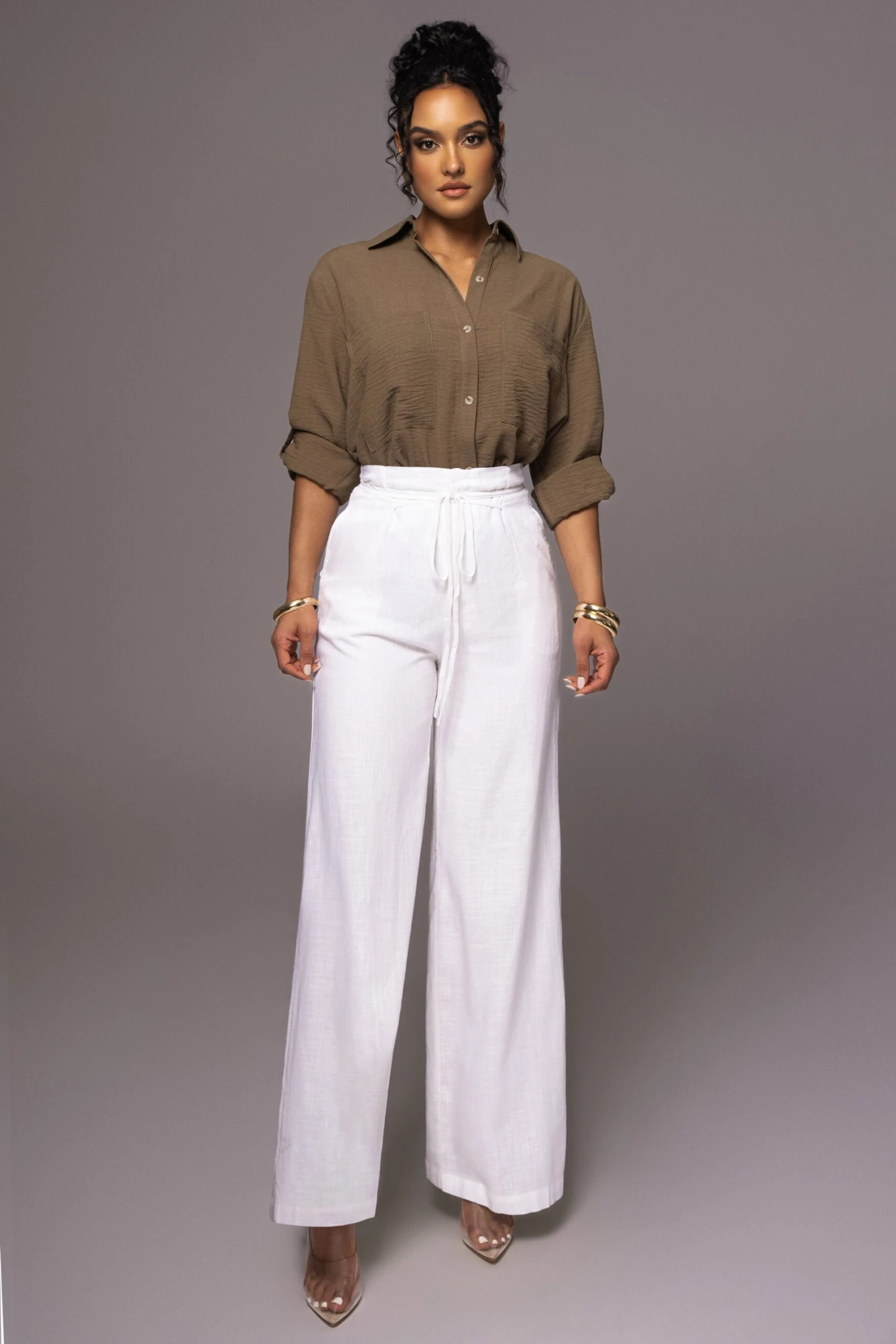 Olive By The Coast Crinkled Button Up - Image 7