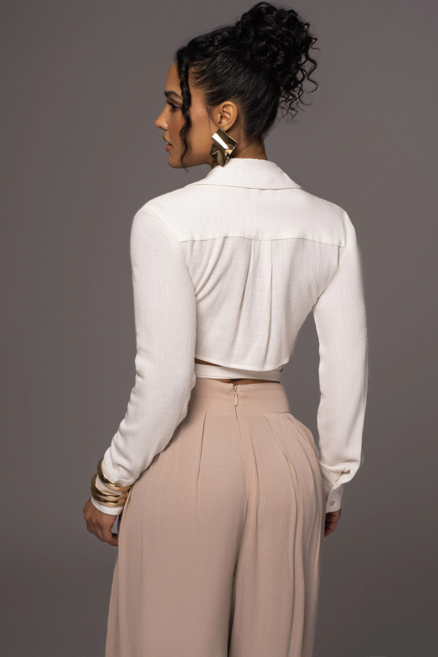 White Drift Away Linen Wrap Top - Image 9