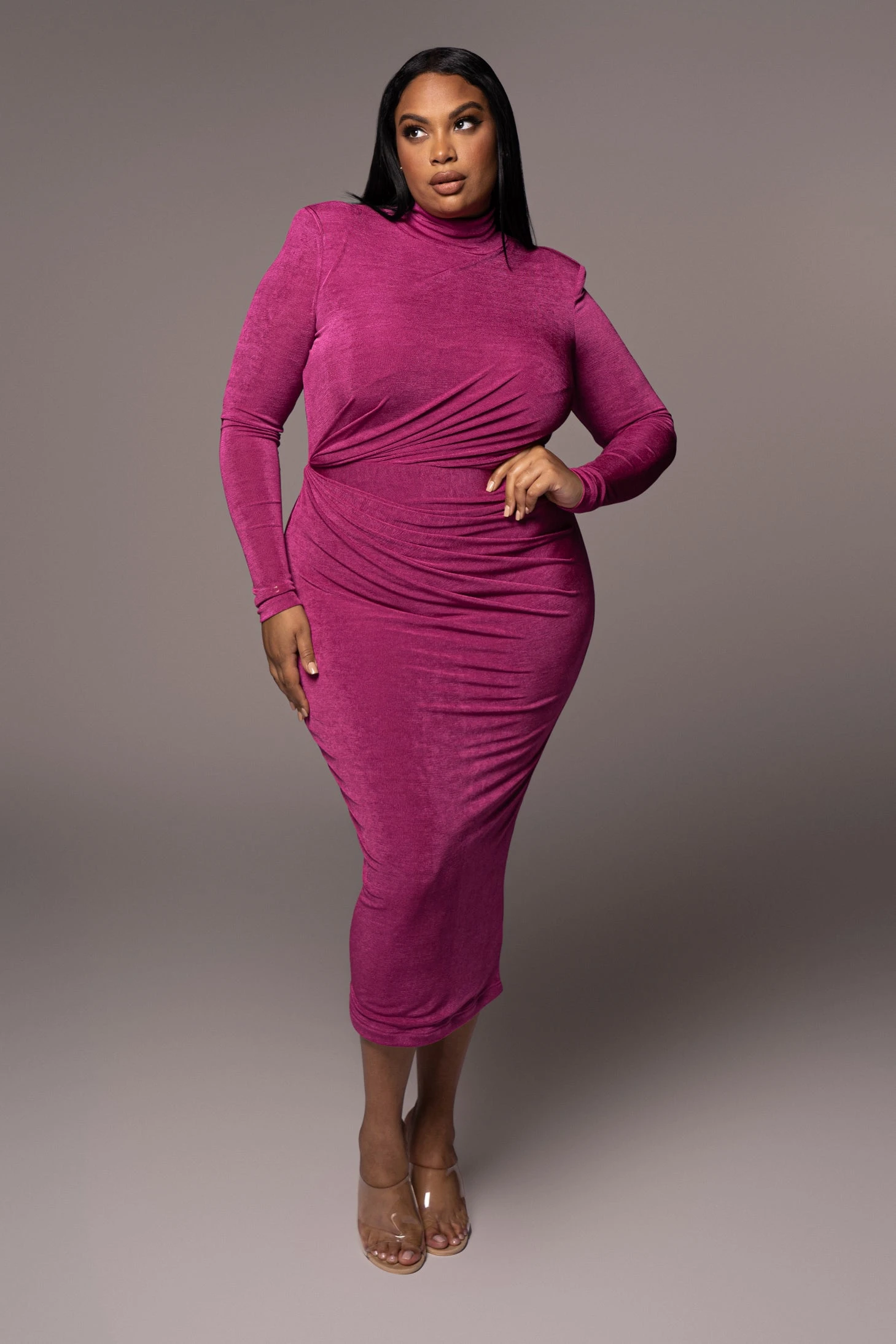 Berry Kara Mock Neck Dress