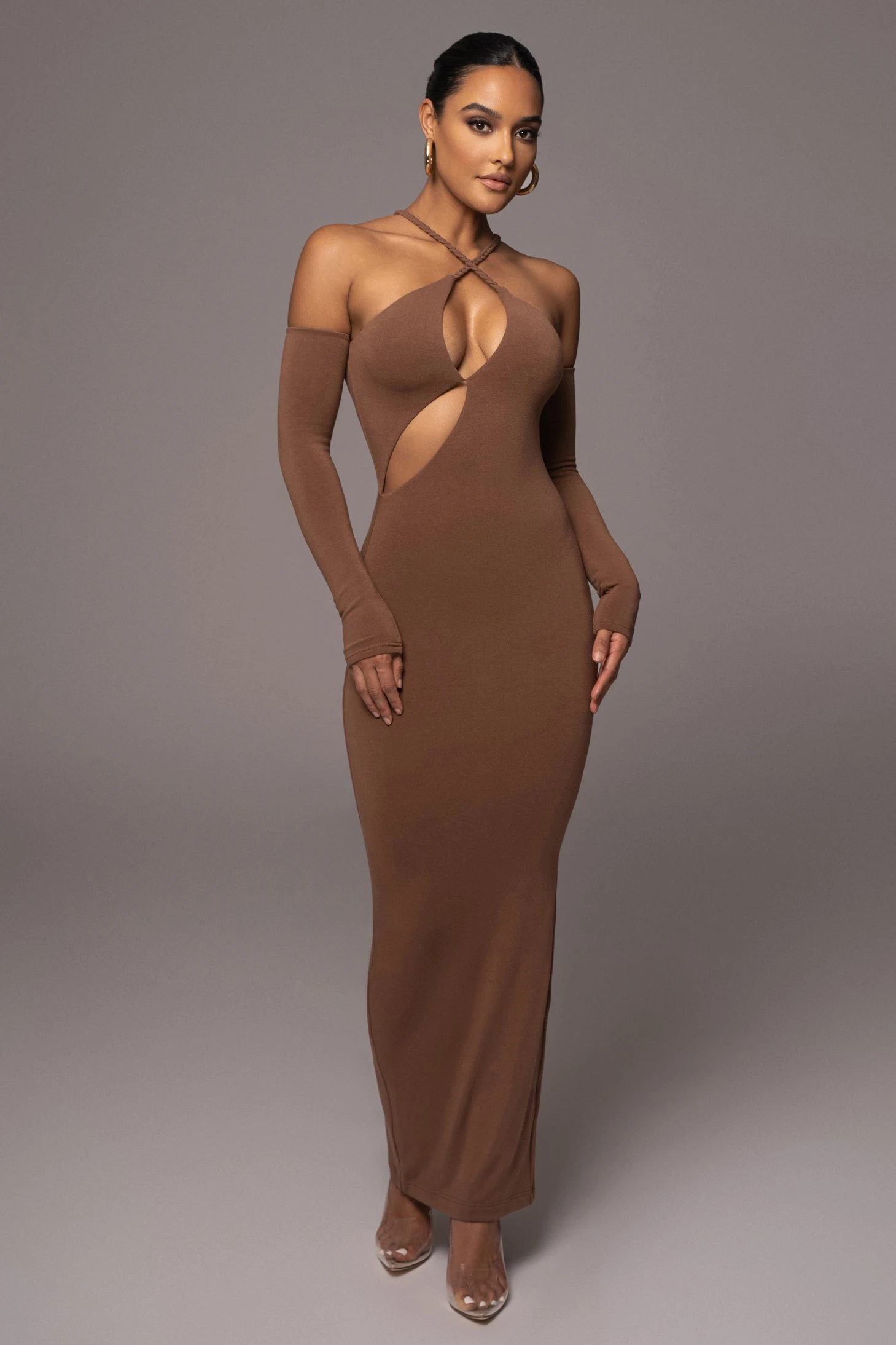 Pecan Soledad Cross Maxi Dress - Image 3