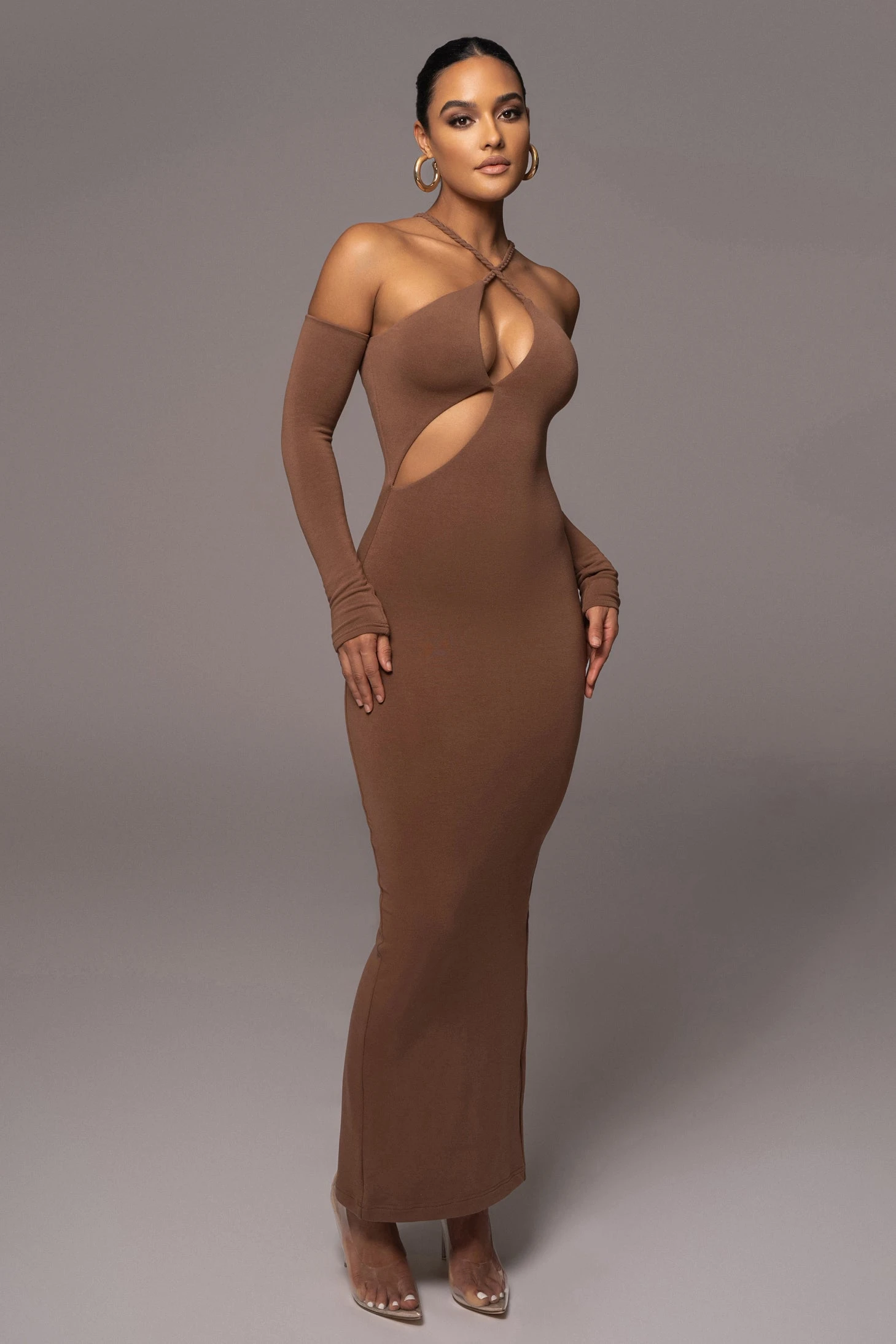 Pecan Soledad Cross Maxi Dress