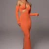 Orange Soledad Cross Maxi Dress