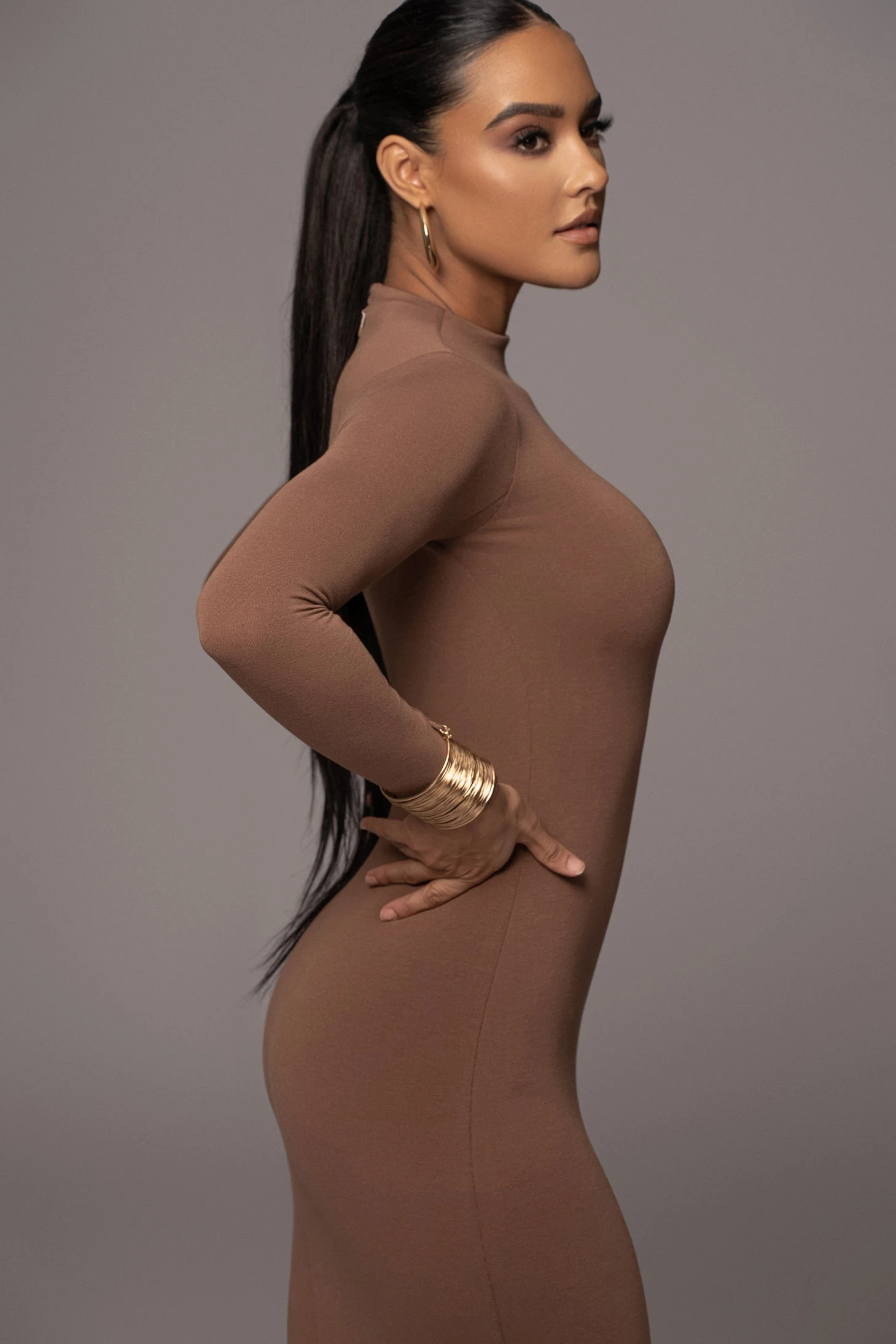 Pecan Lucia Mock Neck Midi Dress - Image 7