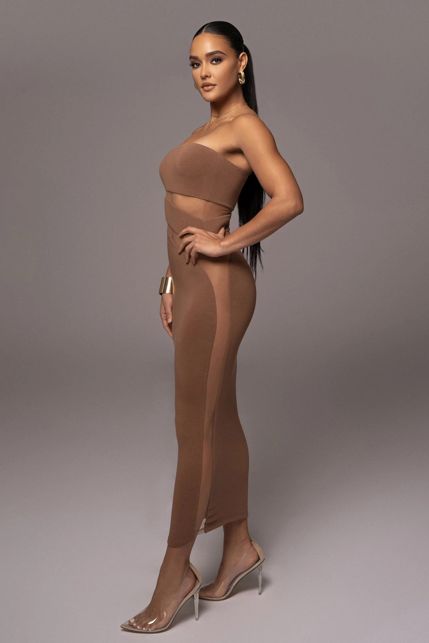 Pecan Unpredictable Midi Dress - Image 15