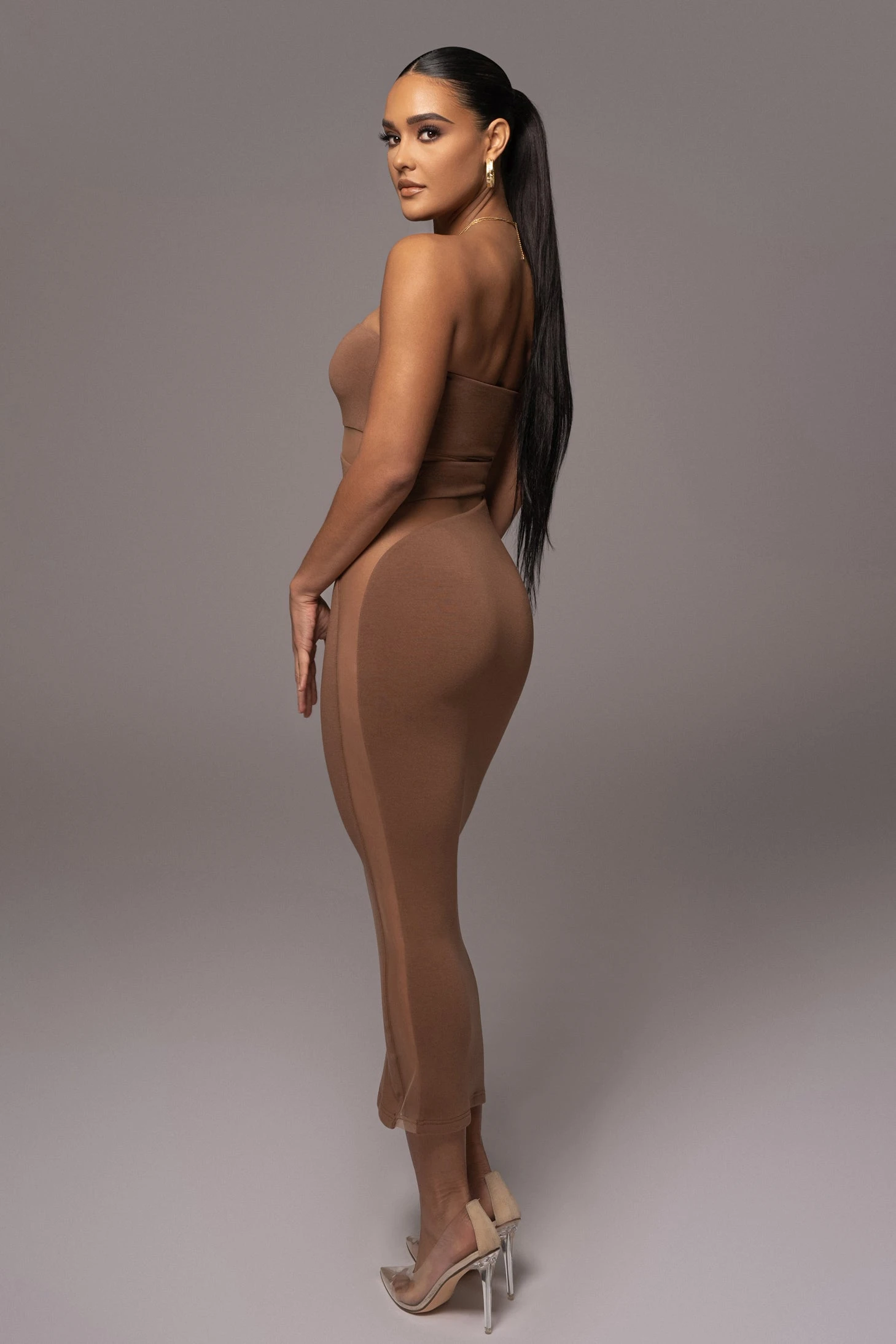 Pecan Unpredictable Midi Dress - Image 2