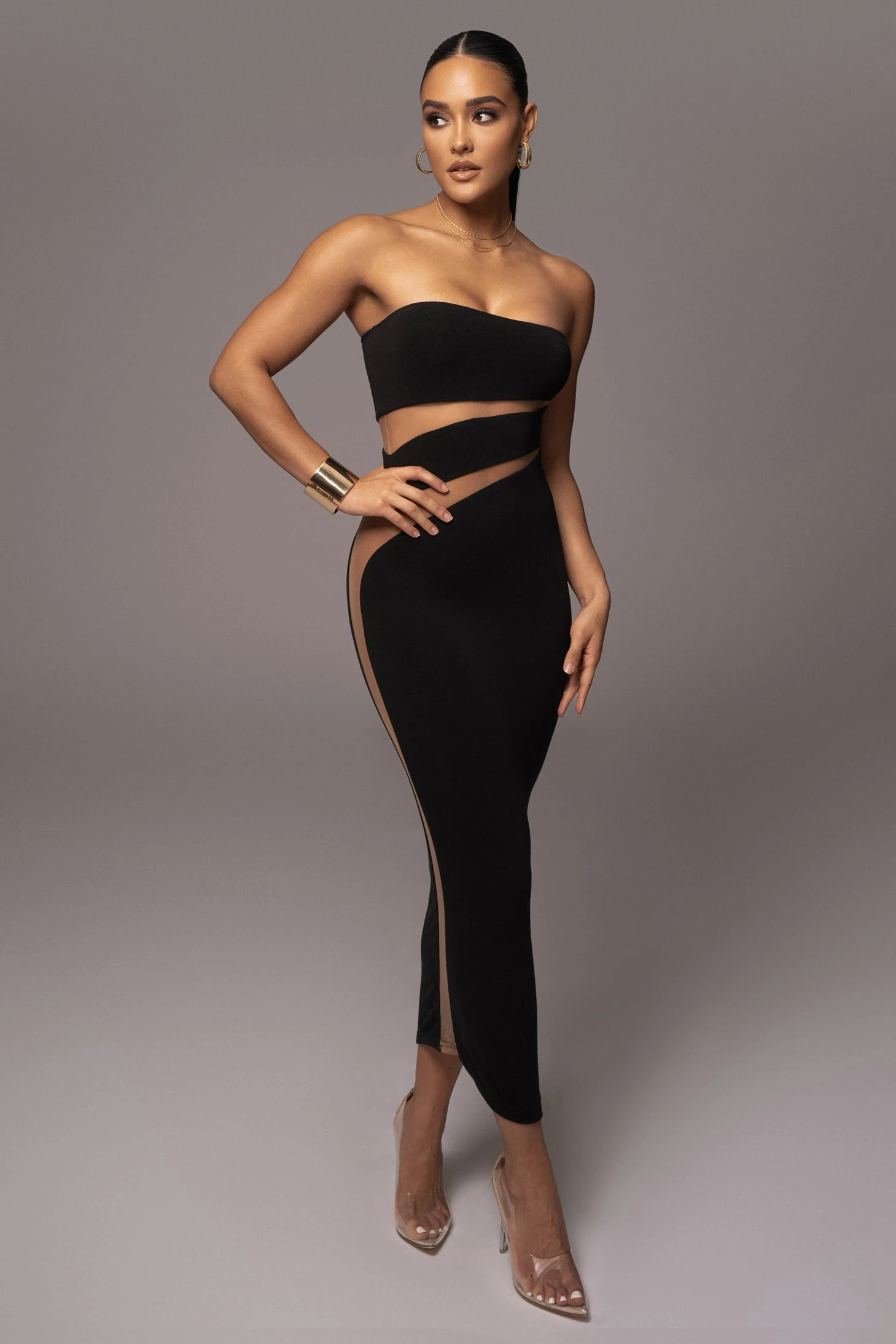 Black Unpredictable Midi Dress - Image 7