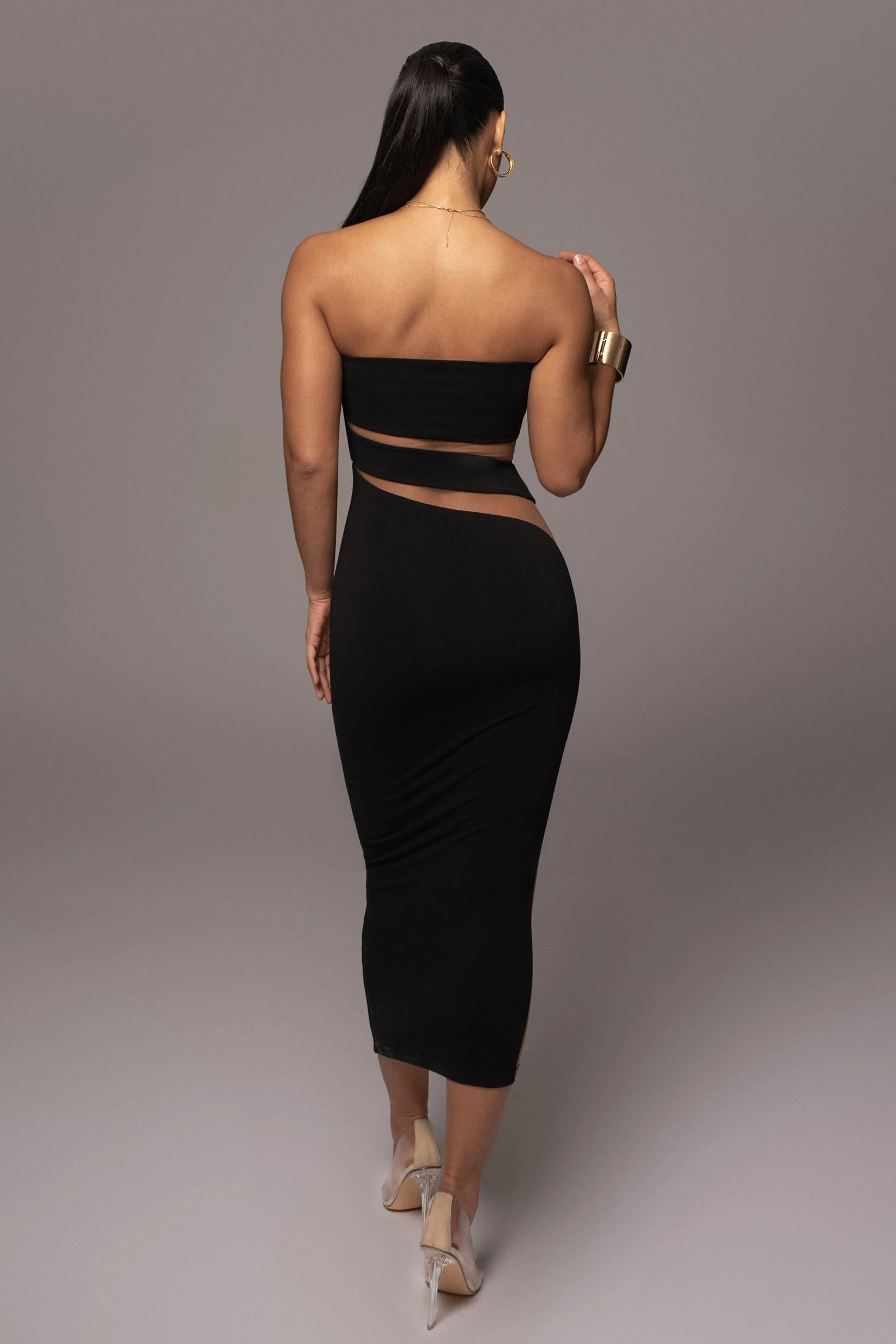 Black Unpredictable Midi Dress - Image 13