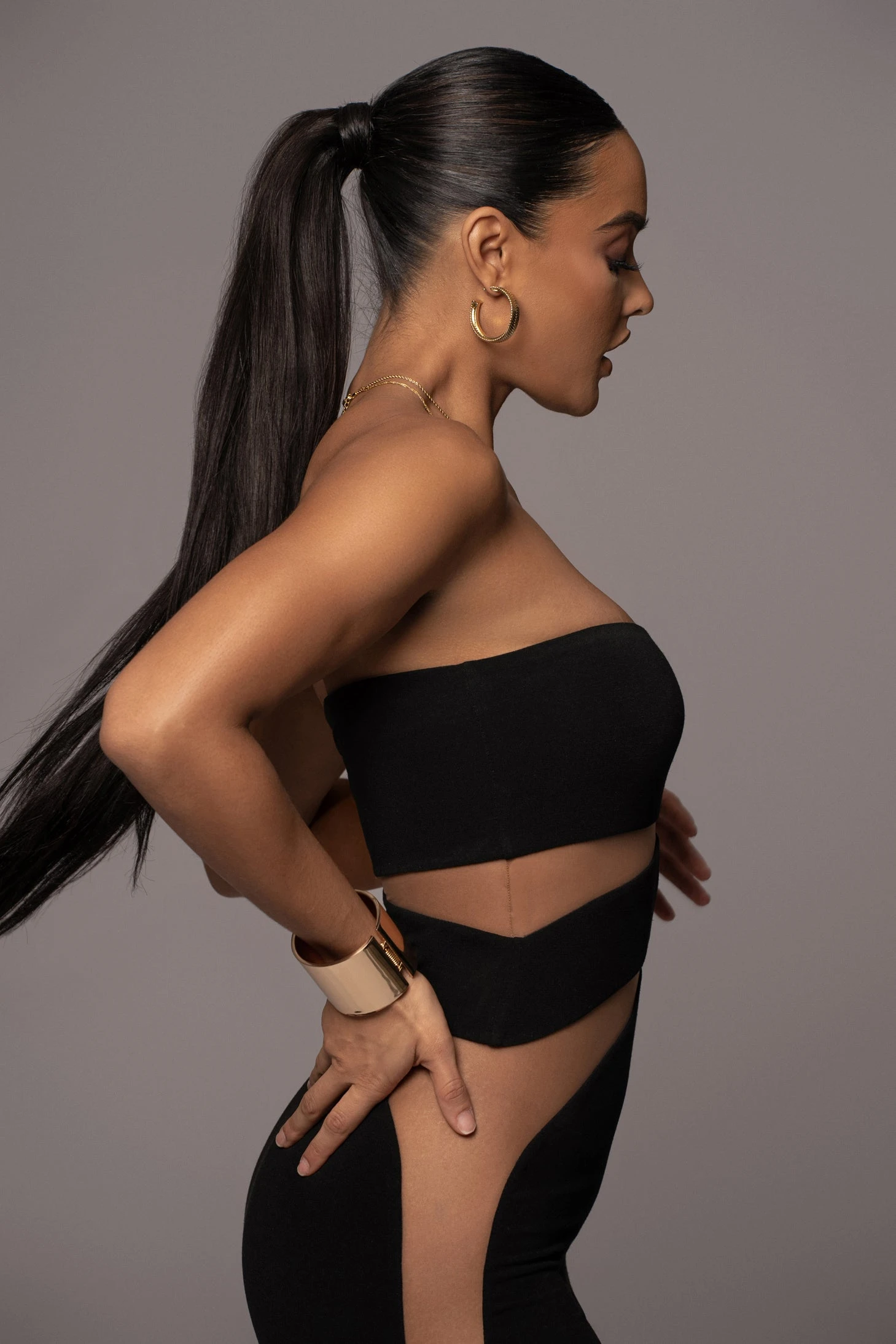 Black Unpredictable Midi Dress - Image 12