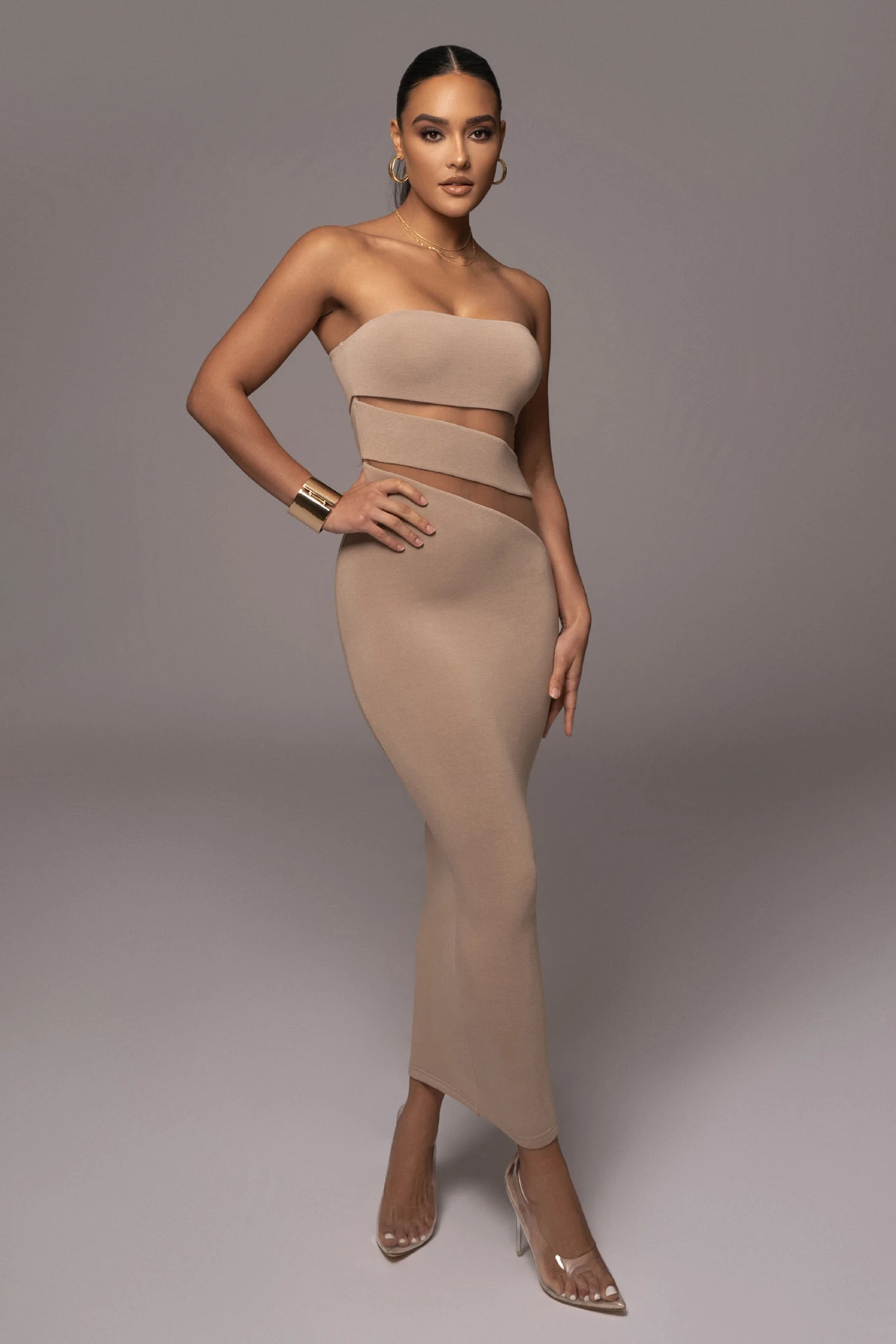 Beige Unpredictable Midi Dress - Image 4