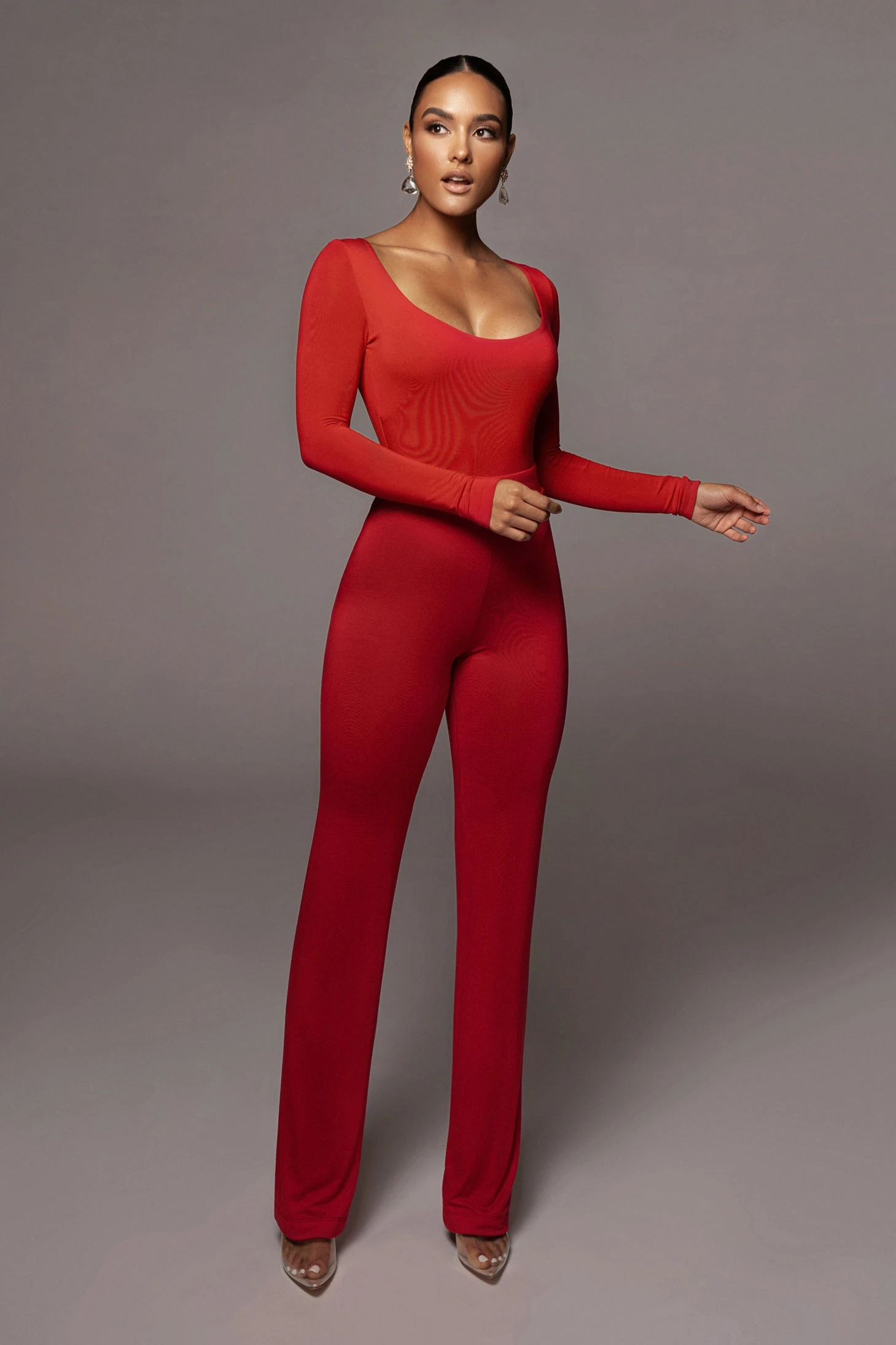 Jluxbasix Red Bethie Scoop Long Sleeve Bodysuit - Image 5