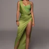 Green Kristiana Slit Dress