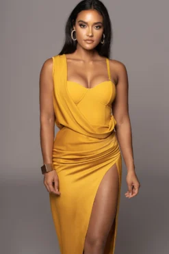Yellow Kristiana Slit Dress