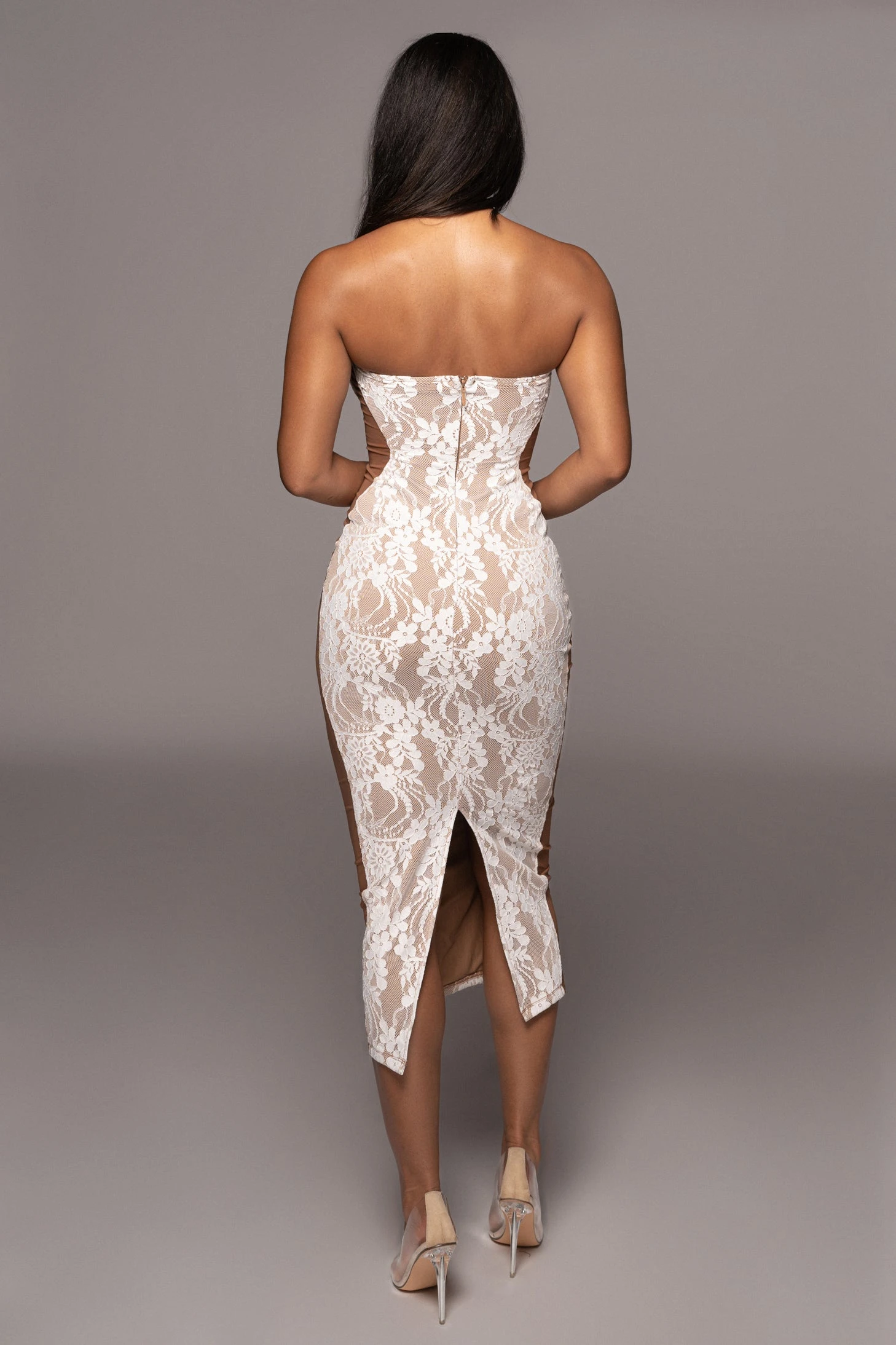 White/Tan Easy To Love Dress - Image 7