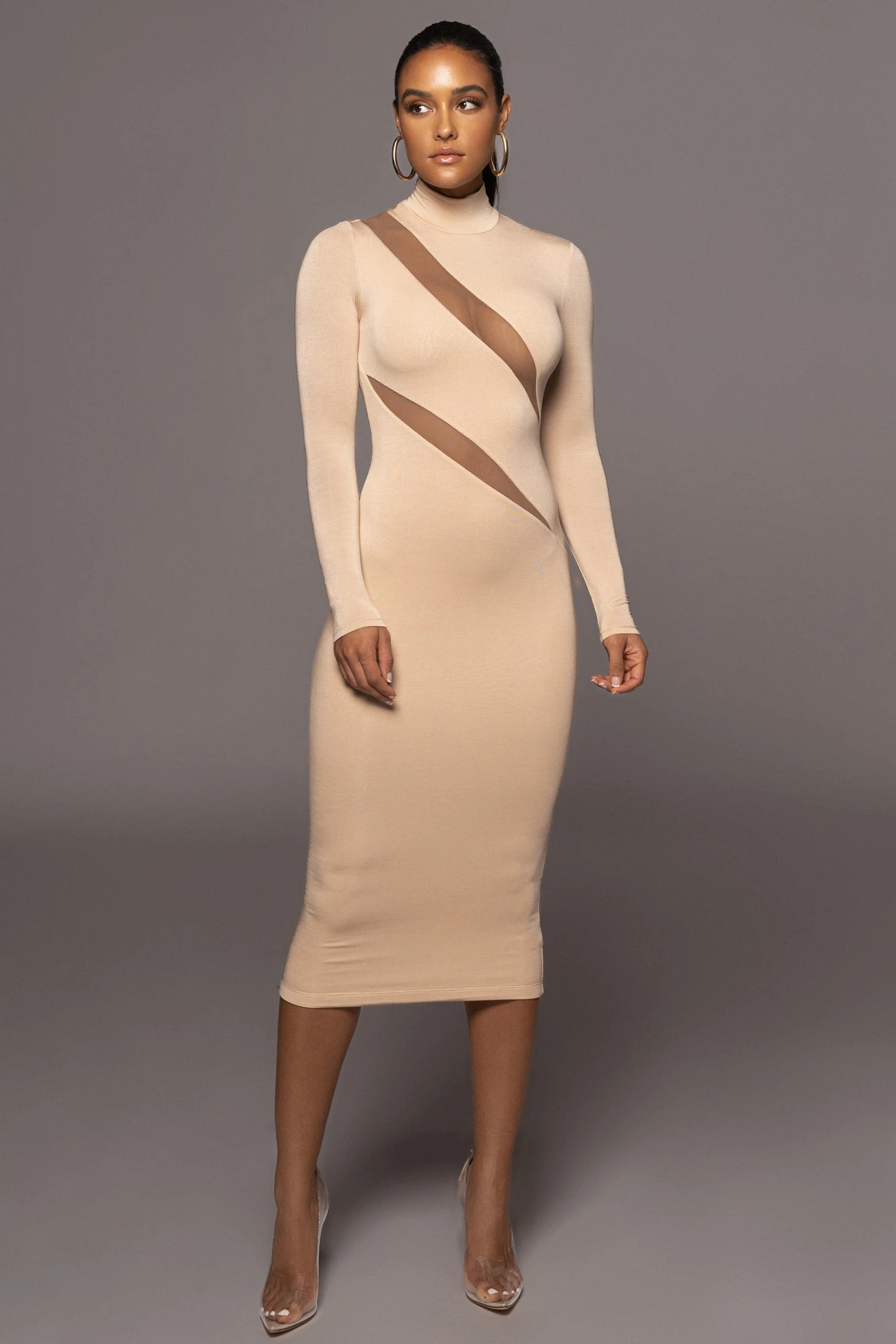 Tan Abigail Midi Dress