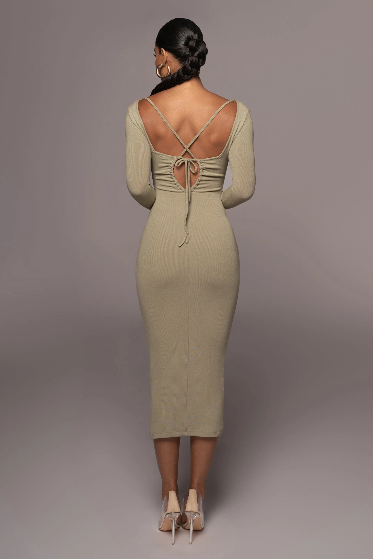 Olive Mesmerize Midi Dress - Image 13