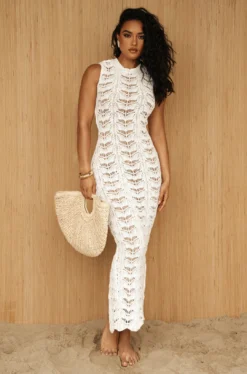 White Mykonos Crochet Midi Dress
